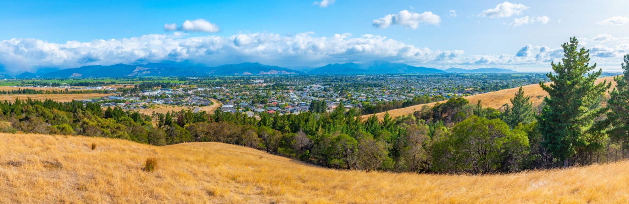 Mountain overlooking city